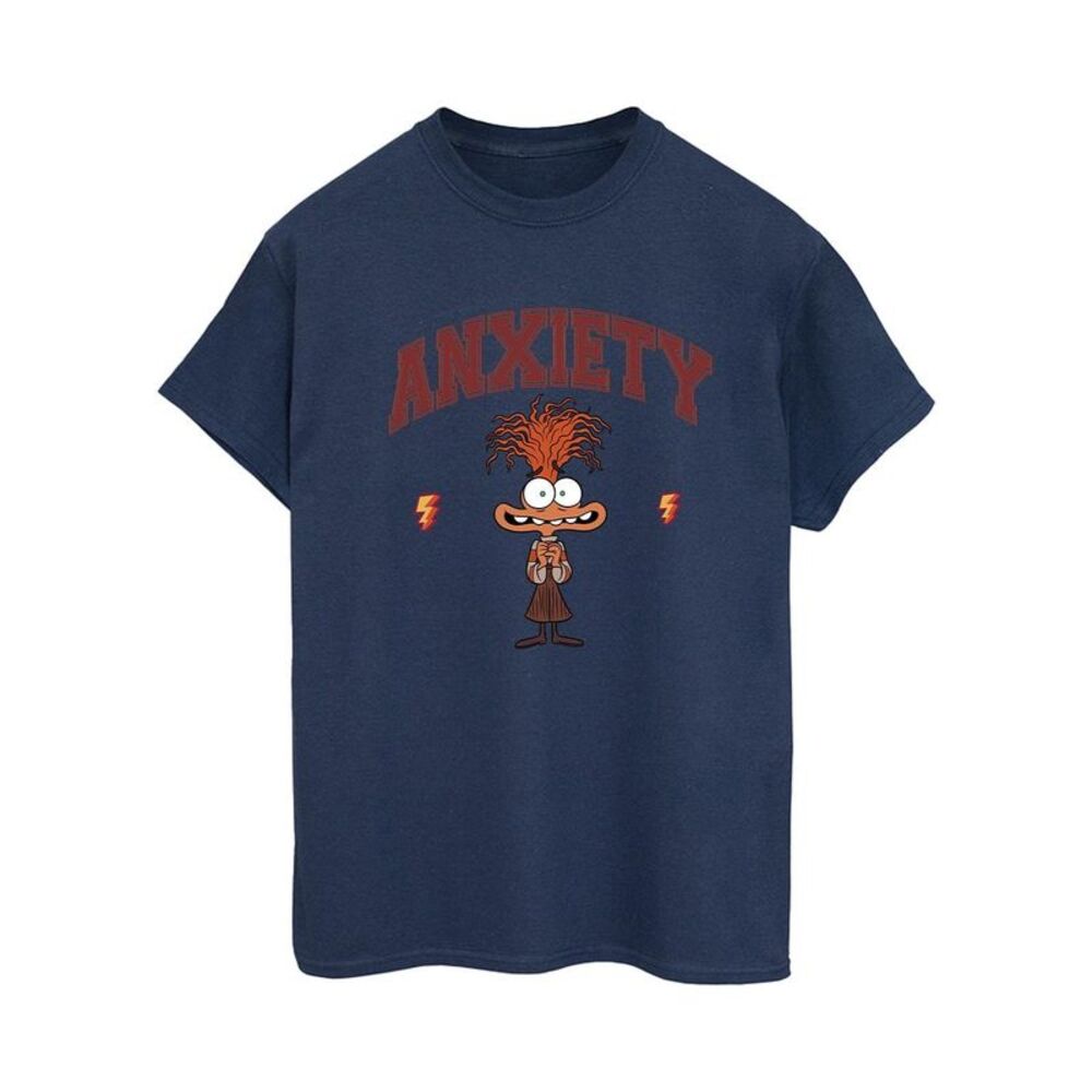 Inside Out 2 Womens/Ladies Anxiety Collegiate Cotton Boyfriend T-Shirt / Navy Bl